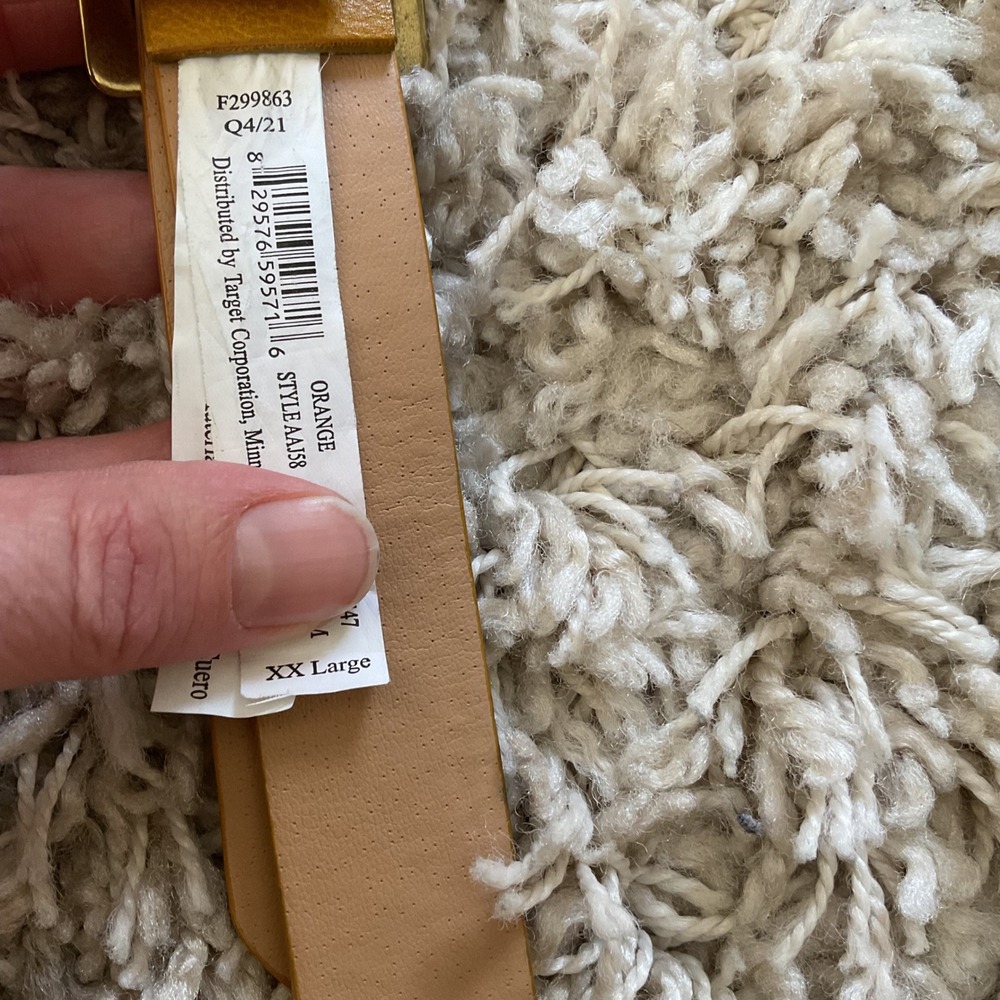 Target Women Mustard Yellow Faux Leather Belt Gold Buckle XX Large AAJ58